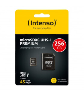Tarjeta micro sd intenso 256gb uhs - i cl10 + adaptador sd