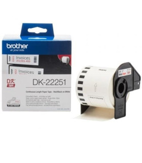 Etiquetas cinta continua brother dk22251 negro - rojo 62mm 15.24m