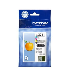 Pack cartuchos tinta brother lc3211val negro cian magenta amarillo 200 paginas cada uno