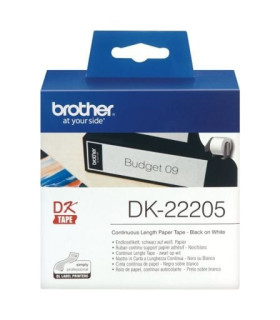 Etiquetas cinta continua brother blanca dk22205 63mm ql - 500a ql - 500bw ql - 560 ql - 570 ql - 580n ql - 1050