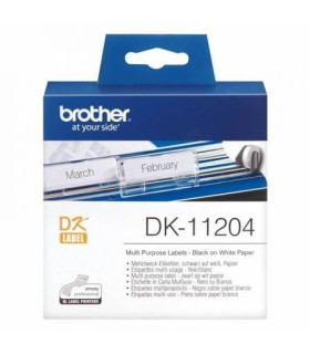 Etiquetas papel precortada brother dk11204 17 x 54 mm multiproposito 400 etiquetas